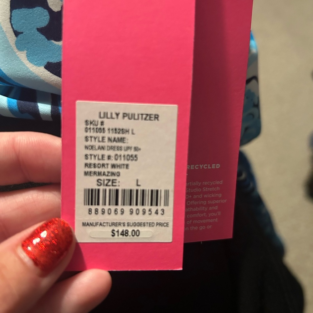 Lilly Pulitzer Luxletic Blue and White Patterned dress. Brand new with tags!!!! - Picture 3 of 4